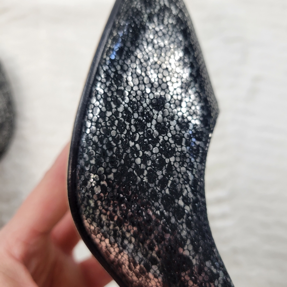 Cole Haan Metallic Python Print Peep Toe Heels - image 8